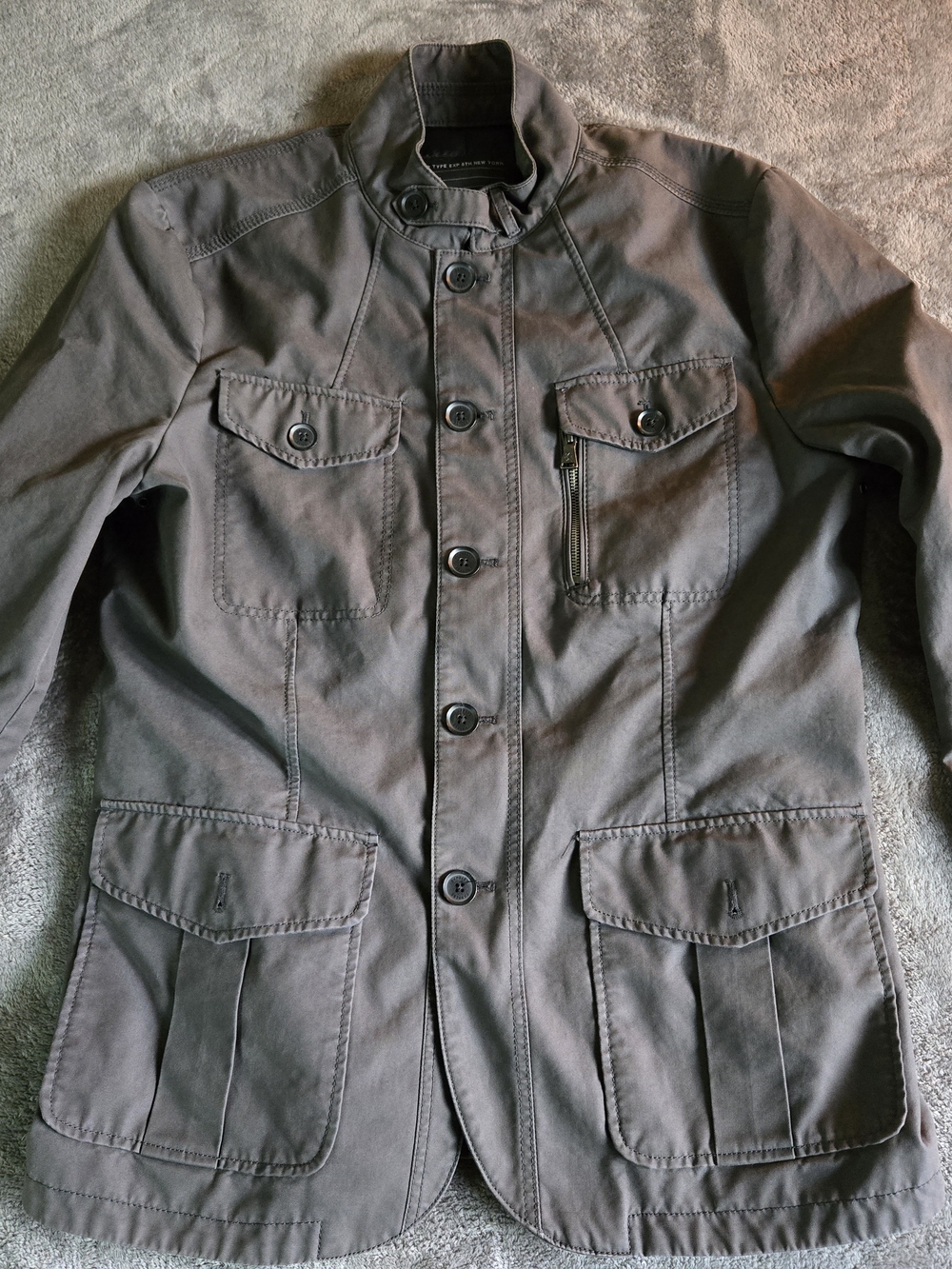 Men's Gray Utility Jacket - Casual Button-Up Coat